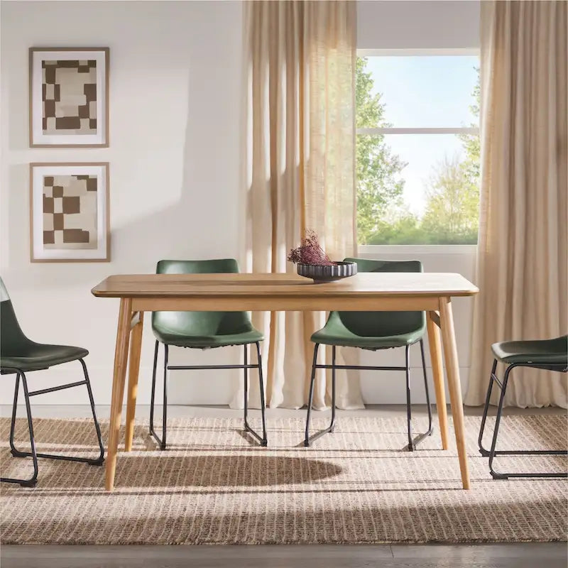 Table à manger en bois de 150 cm, style mid-century, 4 à 6 places, Noyer / Frêne Anglais
