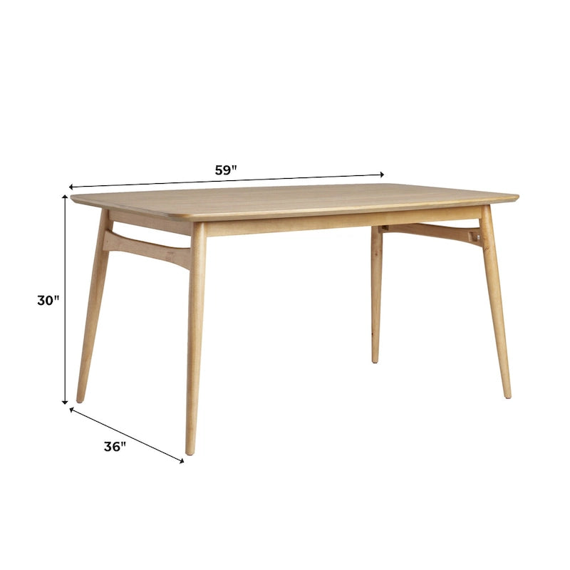 Table à manger en bois de 150 cm, style mid-century, 4 à 6 places, Noyer / Frêne Anglais