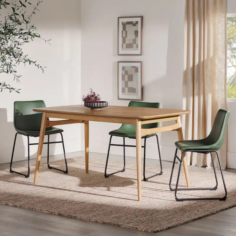 Table à manger en bois de 150 cm, style mid-century, 4 à 6 places, Noyer / Frêne Anglais
