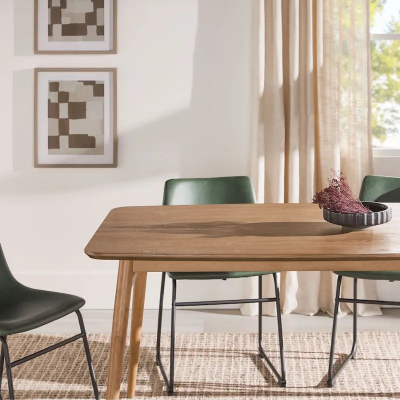 Table à manger en bois de 150 cm, style mid-century, 4 à 6 places, Noyer / Frêne Anglais