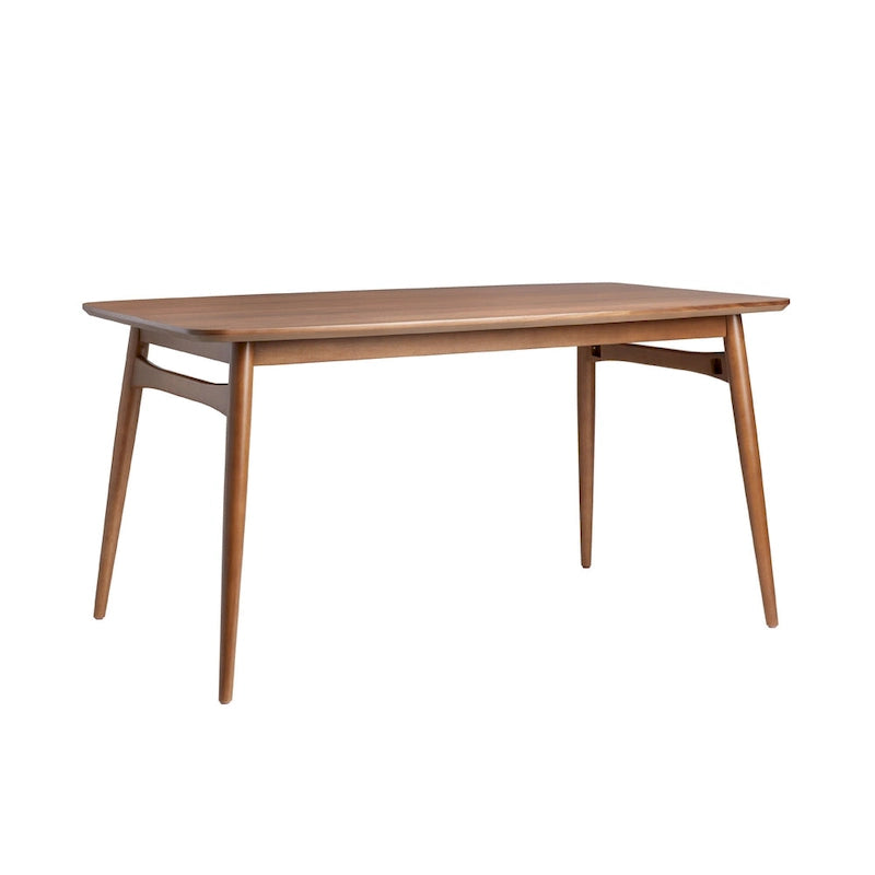 Table à manger en bois de 150 cm, style mid-century, 4 à 6 places, Noyer / Frêne Anglais
