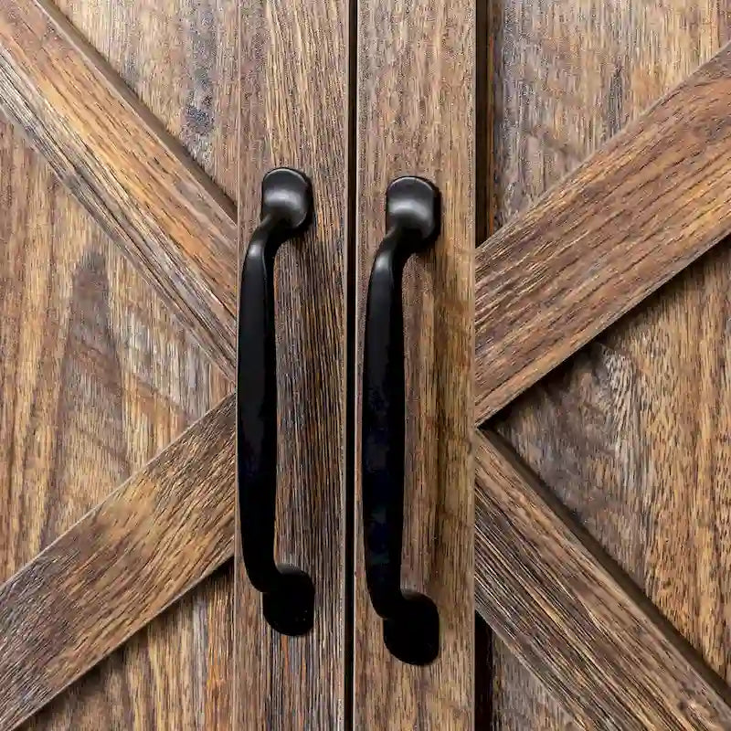 Meuble TV moderne 59" avec portes et étagères – Espresso / Noir / Blanc