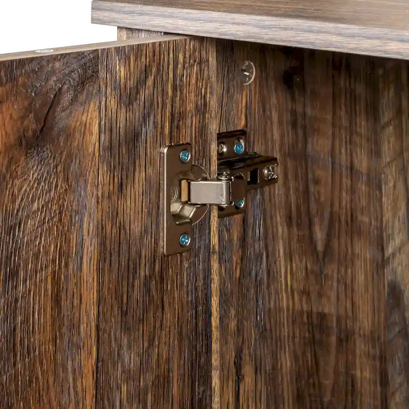 Meuble TV moderne 59" avec portes et étagères – Espresso / Noir / Blanc