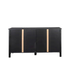 Meuble TV moderne 59" avec portes et étagères – Espresso / Noir / Blanc