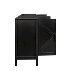 Meuble TV moderne 59" avec portes et étagères – Espresso / Noir / Blanc