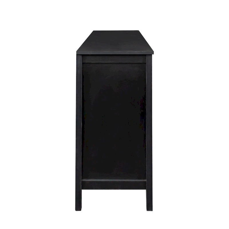 Meuble TV moderne 59" avec portes et étagères – Espresso / Noir / Blanc