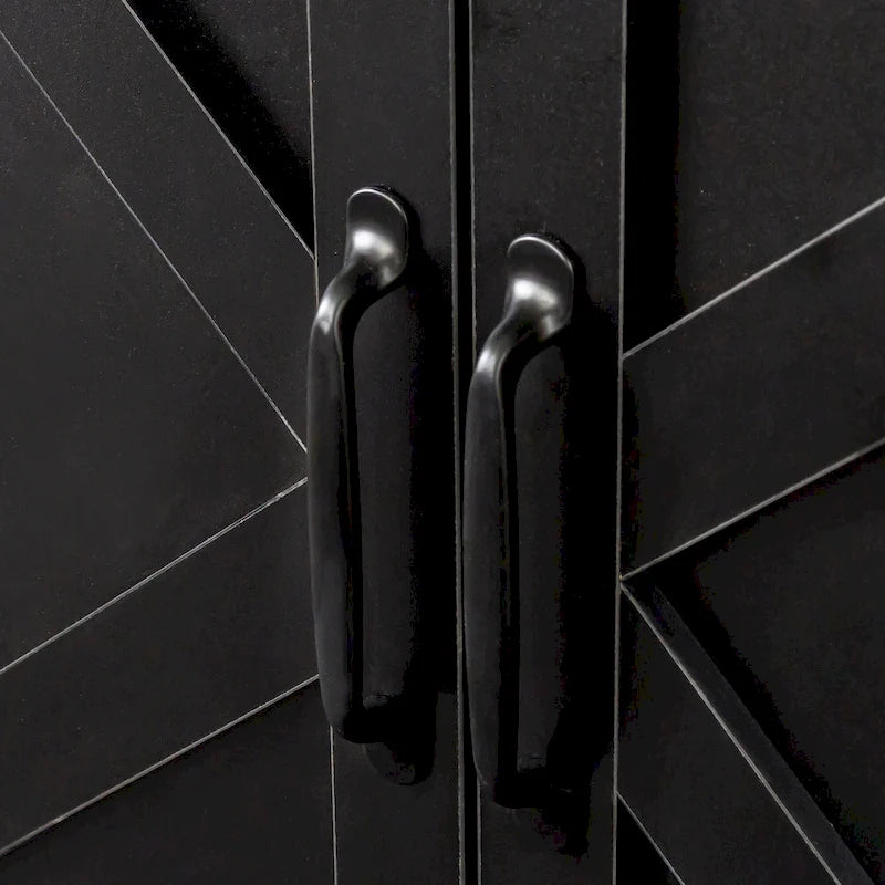 Meuble TV moderne 59" avec portes et étagères – Espresso / Noir / Blanc