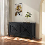 Meuble TV moderne 59" avec portes et étagères – Espresso / Noir / Blanc