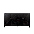 Meuble TV moderne 59" avec portes et étagères – Espresso / Noir / Blanc