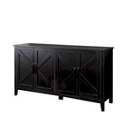 Meuble TV moderne 59" avec portes et étagères – Espresso / Noir / Blanc