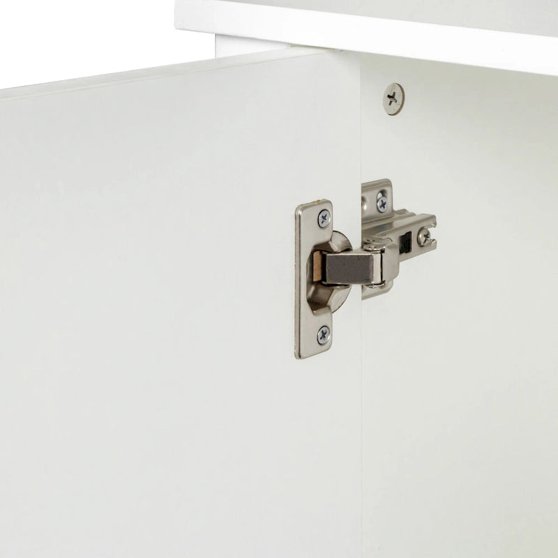 Meuble TV moderne 59" avec portes et étagères – Espresso / Noir / Blanc