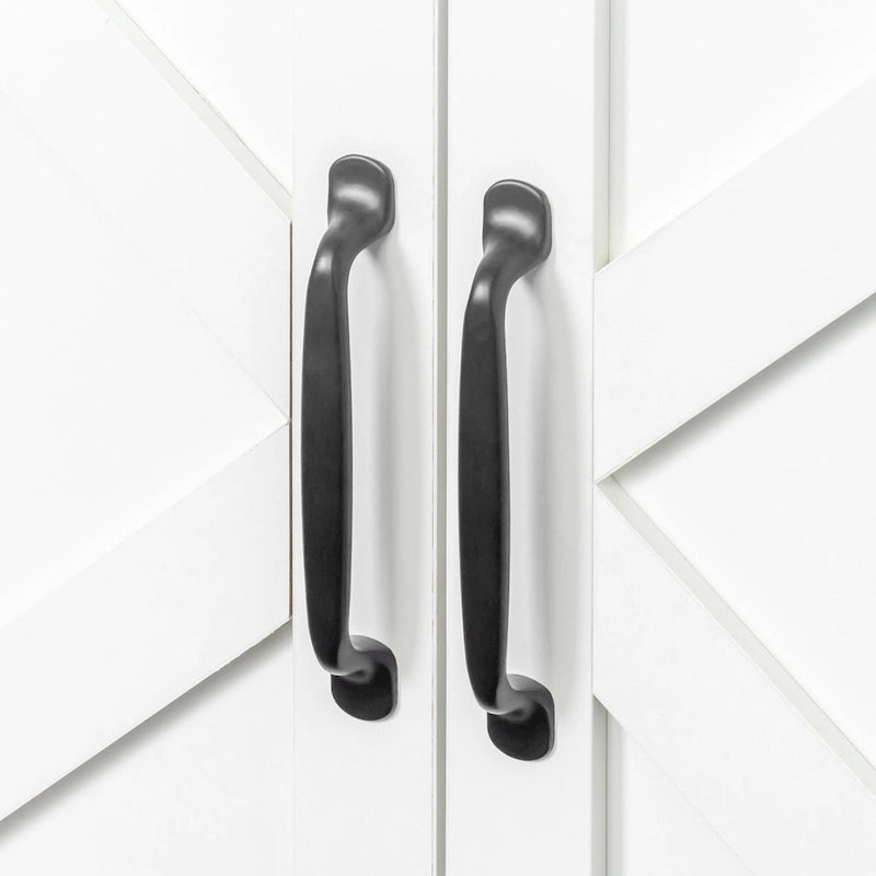 Meuble TV moderne 59" avec portes et étagères – Espresso / Noir / Blanc