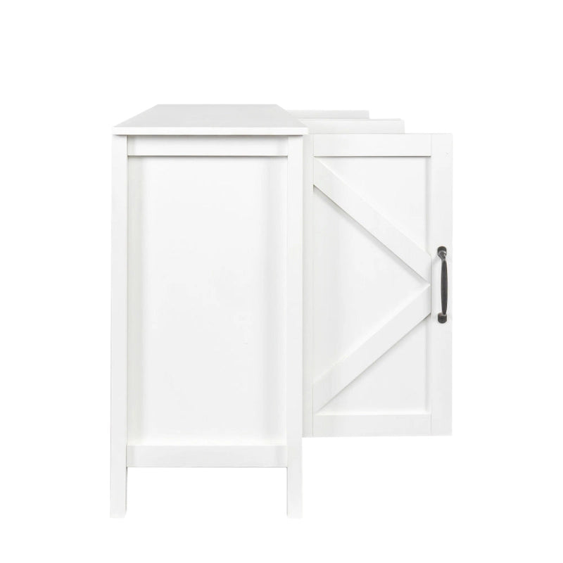 Meuble TV moderne 59" avec portes et étagères – Espresso / Noir / Blanc