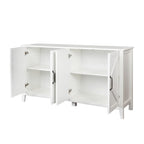 Meuble TV moderne 59" avec portes et étagères – Espresso / Noir / Blanc