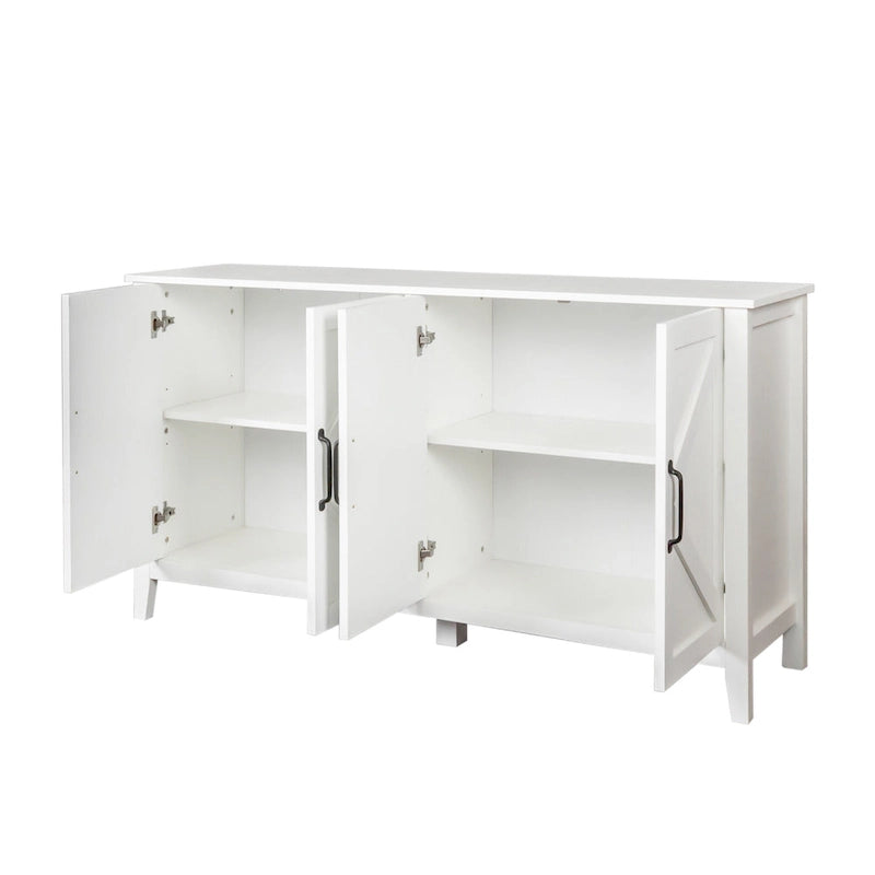 Meuble TV moderne 59" avec portes et étagères – Espresso / Noir / Blanc