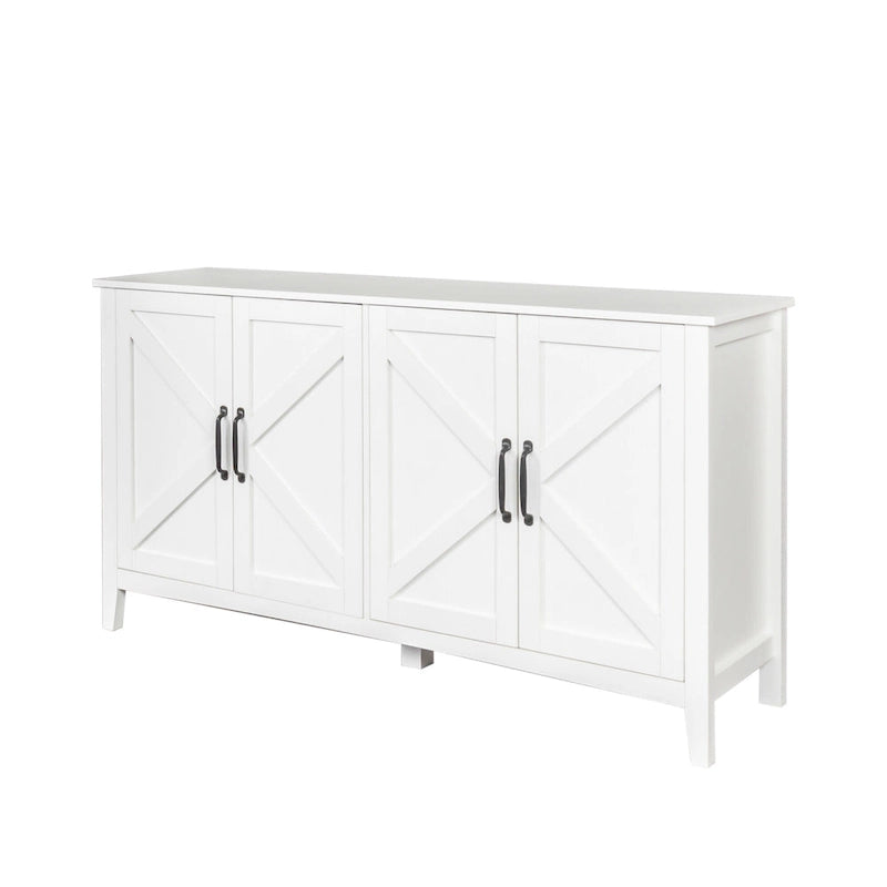 Meuble TV moderne 59" avec portes et étagères – Espresso / Noir / Blanc