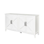 Meuble TV moderne 59" avec portes et étagères – Espresso / Noir / Blanc