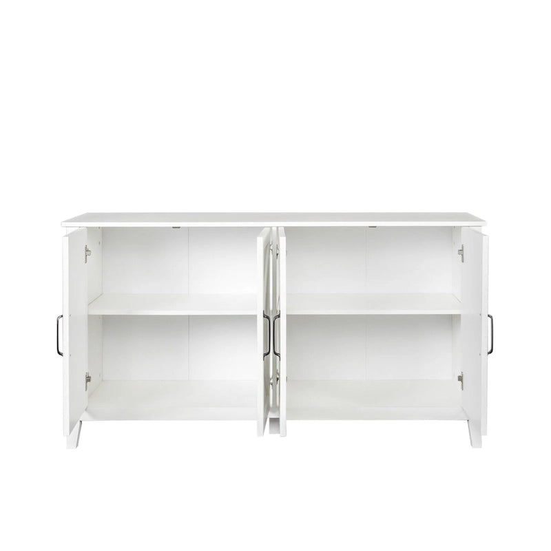 Meuble TV moderne 59" avec portes et étagères – Espresso / Noir / Blanc