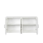 Meuble TV moderne 59" avec portes et étagères – Espresso / Noir / Blanc