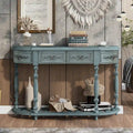 Console incurvée de 52 po avec 4 tiroirs et 1 étagère – Bleu/Noir antique, assemblage par 1 personne
