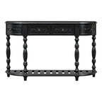 Console incurvée de 52 po avec 4 tiroirs et 1 étagère – Bleu/Noir antique, assemblage par 1 personne