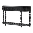 Console incurvée de 52 po avec 4 tiroirs et 1 étagère – Bleu/Noir antique, assemblage par 1 personne