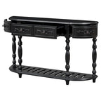 Console incurvée de 52 po avec 4 tiroirs et 1 étagère – Bleu/Noir antique, assemblage par 1 personne