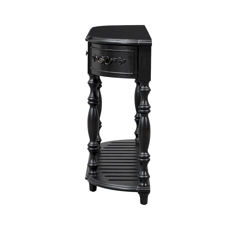 Console incurvée de 52 po avec 4 tiroirs et 1 étagère – Bleu/Noir antique, assemblage par 1 personne