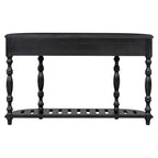 Console incurvée de 52 po avec 4 tiroirs et 1 étagère – Bleu/Noir antique, assemblage par 1 personne