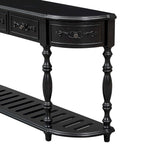 Console incurvée de 52 po avec 4 tiroirs et 1 étagère – Bleu/Noir antique, assemblage par 1 personne