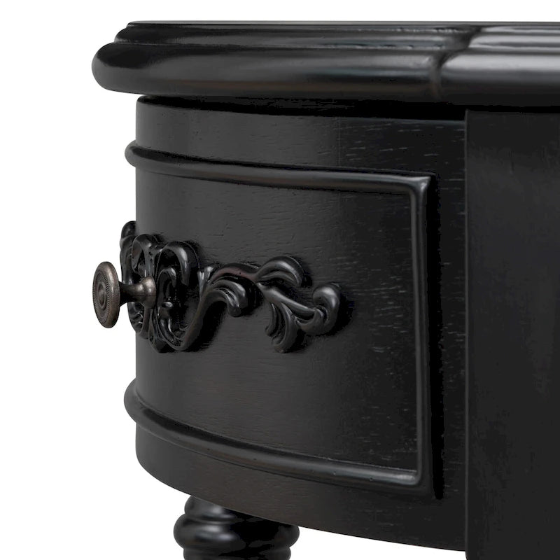 Console incurvée de 52 po avec 4 tiroirs et 1 étagère – Bleu/Noir antique, assemblage par 1 personne