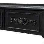 Console incurvée de 52 po avec 4 tiroirs et 1 étagère – Bleu/Noir antique, assemblage par 1 personne