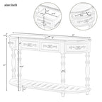 Console incurvée de 52 po avec 4 tiroirs et 1 étagère – Bleu/Noir antique, assemblage par 1 personne