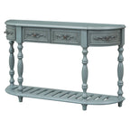 Console incurvée de 52 po avec 4 tiroirs et 1 étagère – Bleu/Noir antique, assemblage par 1 personne