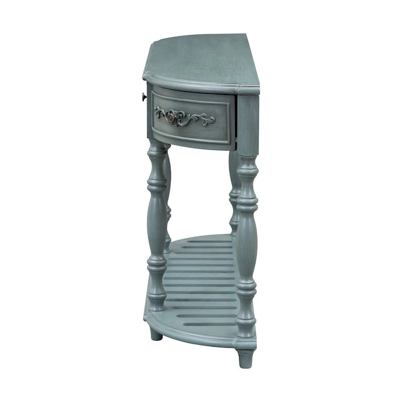 Console incurvée de 52 po avec 4 tiroirs et 1 étagère – Bleu/Noir antique, assemblage par 1 personne