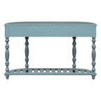 Console incurvée de 52 po avec 4 tiroirs et 1 étagère – Bleu/Noir antique, assemblage par 1 personne
