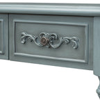 Console incurvée de 52 po avec 4 tiroirs et 1 étagère – Bleu/Noir antique, assemblage par 1 personne