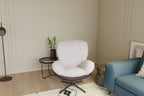 Fauteuil pivotant 360° noir et bleu marine, tissu chenille et similicuir, une place