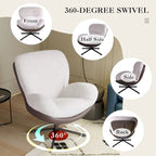 Fauteuil pivotant 360° noir et bleu marine, tissu chenille et similicuir, une place