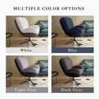 Fauteuil pivotant 360° noir et bleu marine, tissu chenille et similicuir, une place