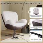 Fauteuil pivotant 360° noir et bleu marine, tissu chenille et similicuir, une place