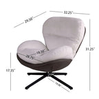 Fauteuil pivotant 360° noir et bleu marine, tissu chenille et similicuir, une place