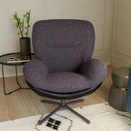 Fauteuil pivotant 360° noir et bleu marine, tissu chenille et similicuir, une place