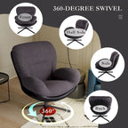 Fauteuil pivotant 360° noir et bleu marine, tissu chenille et similicuir, une place