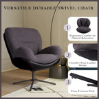 Fauteuil pivotant 360° noir et bleu marine, tissu chenille et similicuir, une place