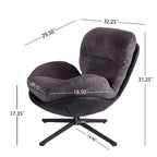 Fauteuil pivotant 360° noir et bleu marine, tissu chenille et similicuir, une place