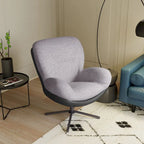 Fauteuil pivotant 360° noir et bleu marine, tissu chenille et similicuir, une place