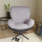 Fauteuil pivotant 360° noir et bleu marine, tissu chenille et similicuir, une place