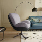 Fauteuil pivotant 360° noir et bleu marine, tissu chenille et similicuir, une place