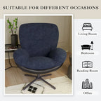 Fauteuil pivotant 360° noir et bleu marine, tissu chenille et similicuir, une place